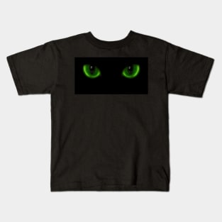 Two green cat eyes Kids T-Shirt